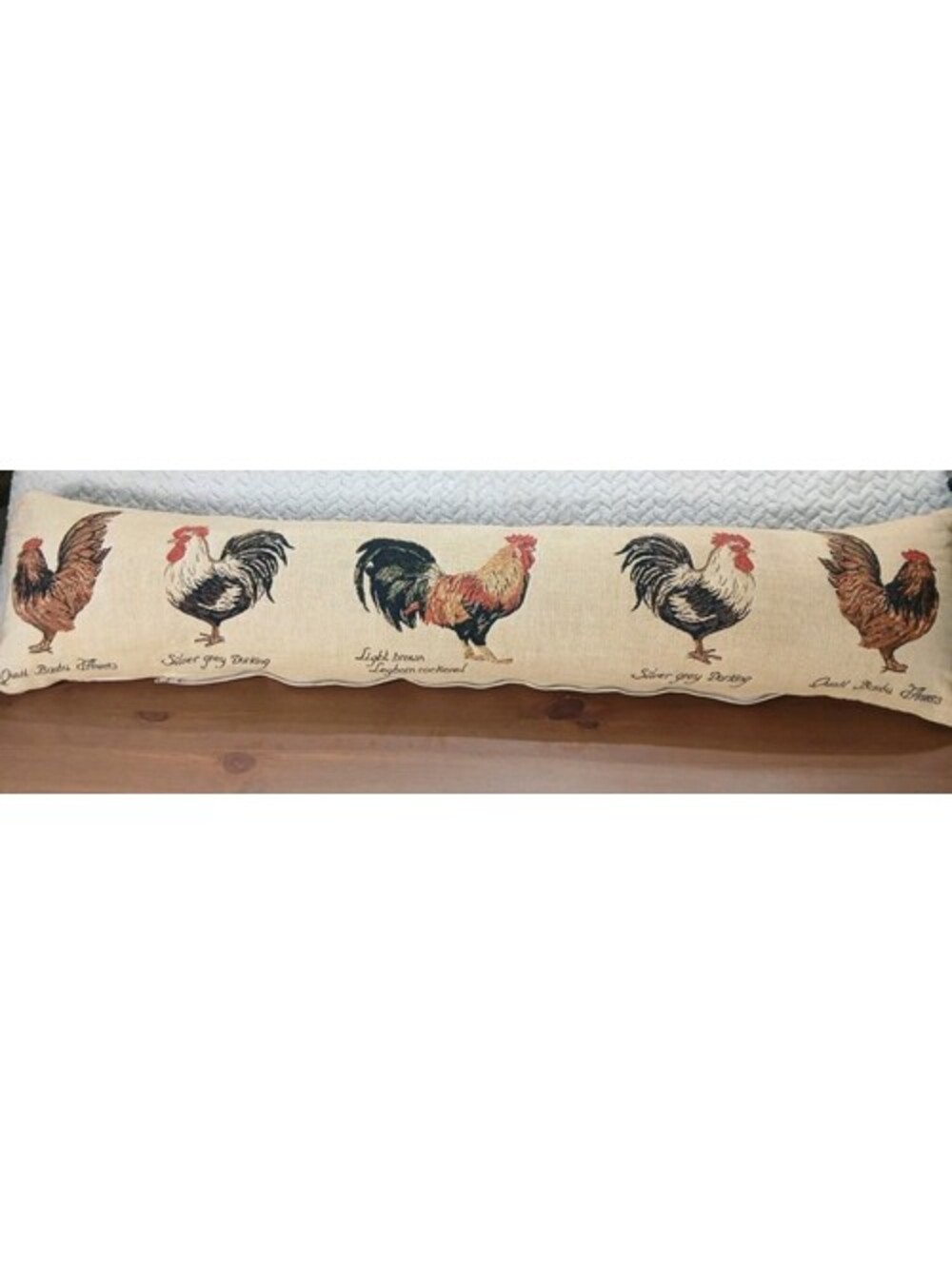 33" x 6" Draft Stopper Cushion Gobelin-Art Rooster Roosters Windstopper - VGC